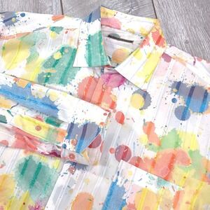 Lipson Sport Shirt Mens XL Vibrant Paint Splatter Button Long Sleeve Top